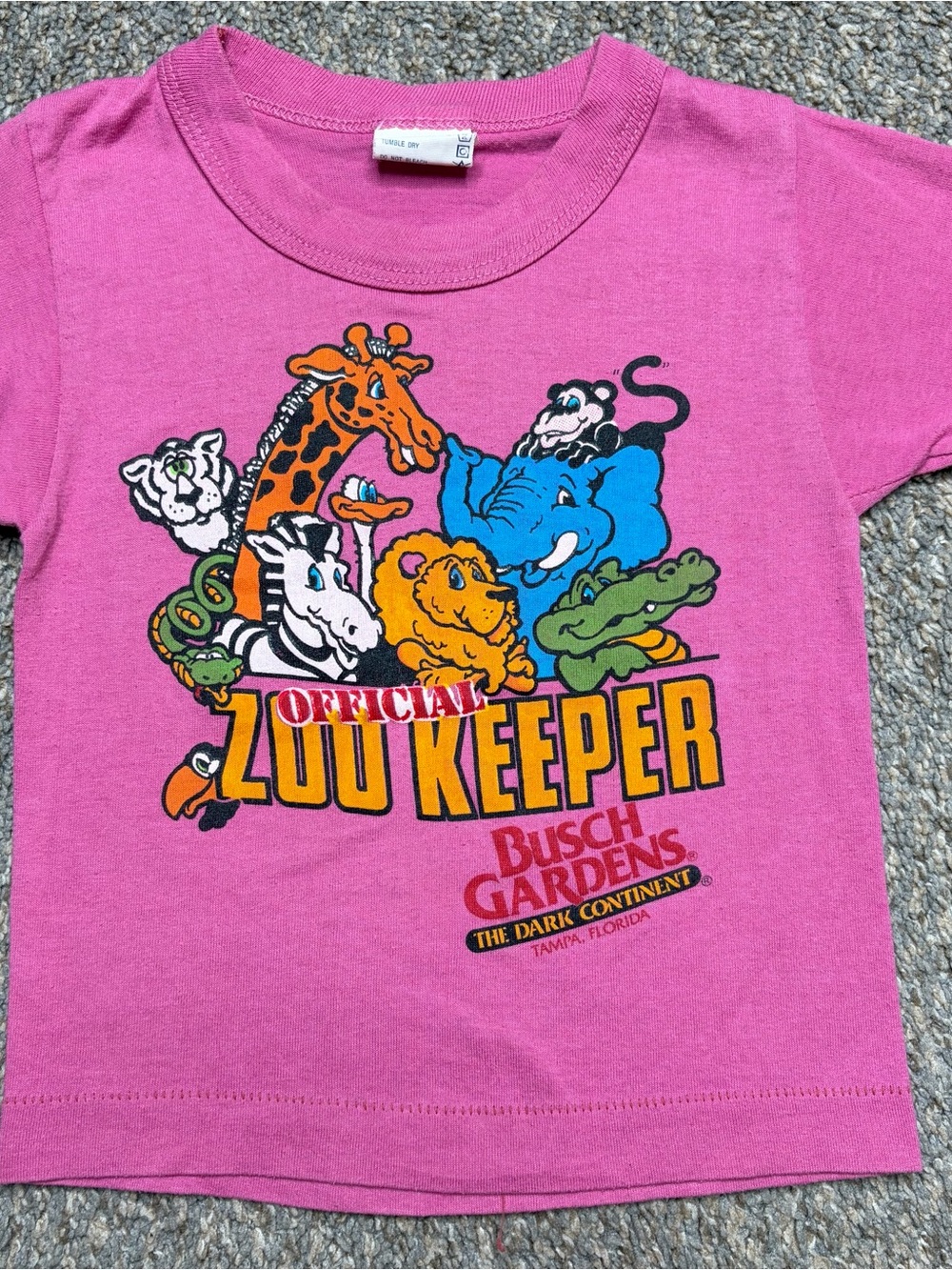 Vintage 90s Kids Youth 4T Zoo Keeper Animal Graphic Short Sleeve TShirt